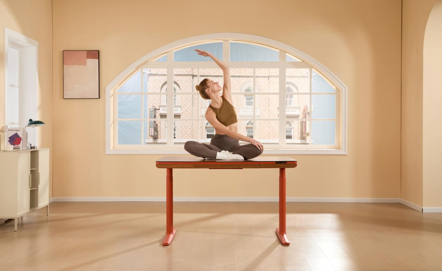 Modern office wellness room with exercise equipment and health monitoring stations