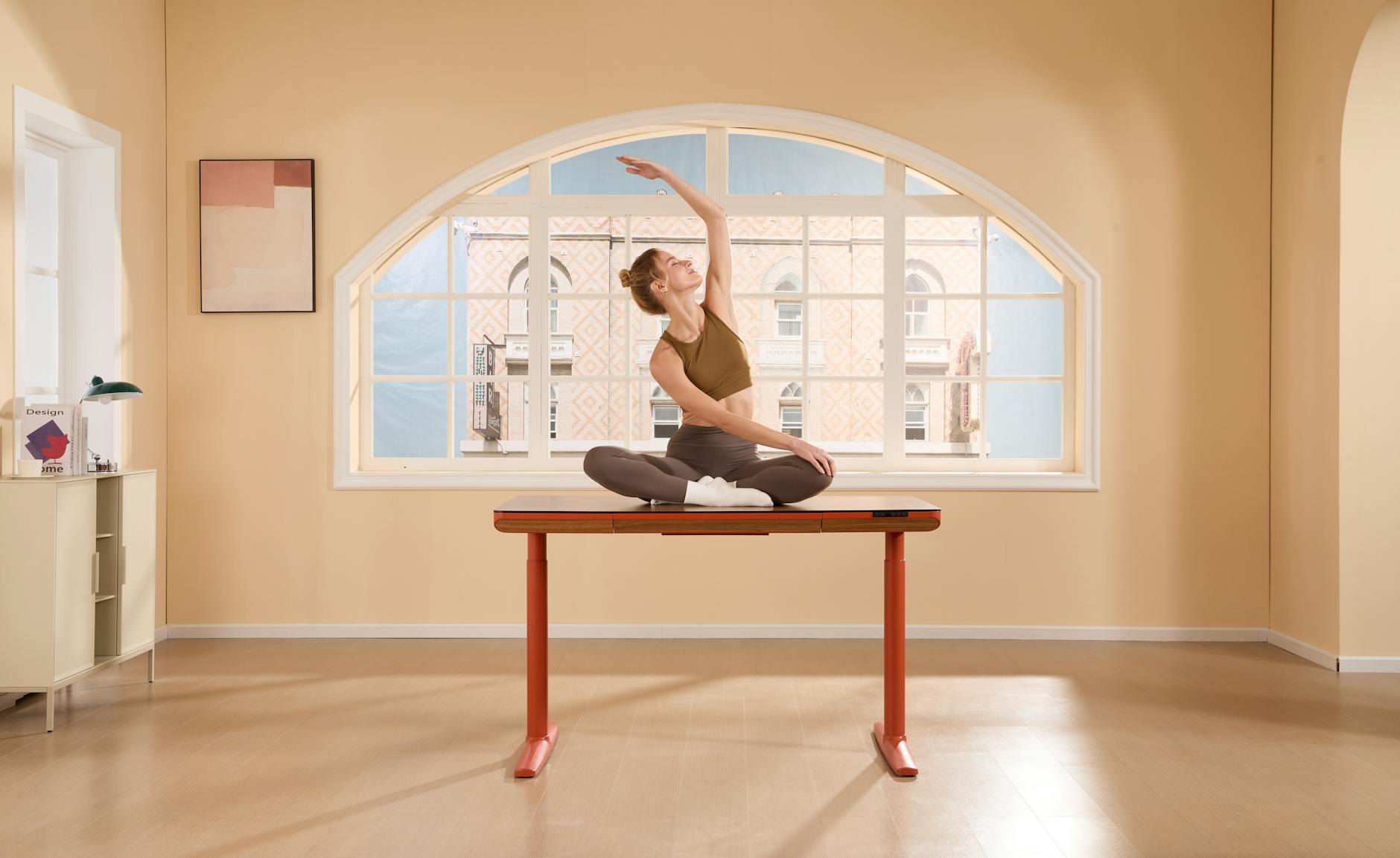 Modern office wellness room with exercise equipment and health monitoring stations