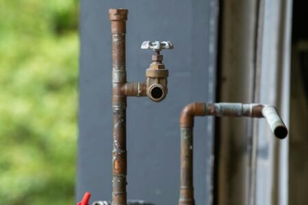 Industrial water pipes and infrastructure showing municipal water system components