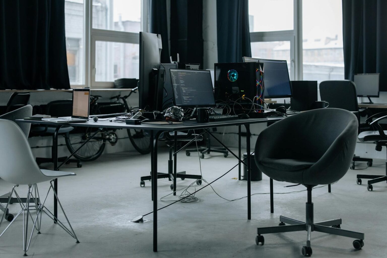 Modern office environment with employees working at desks