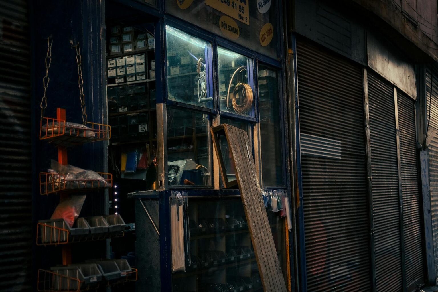 Interior view of local hardware store with tool displays and rental equipment