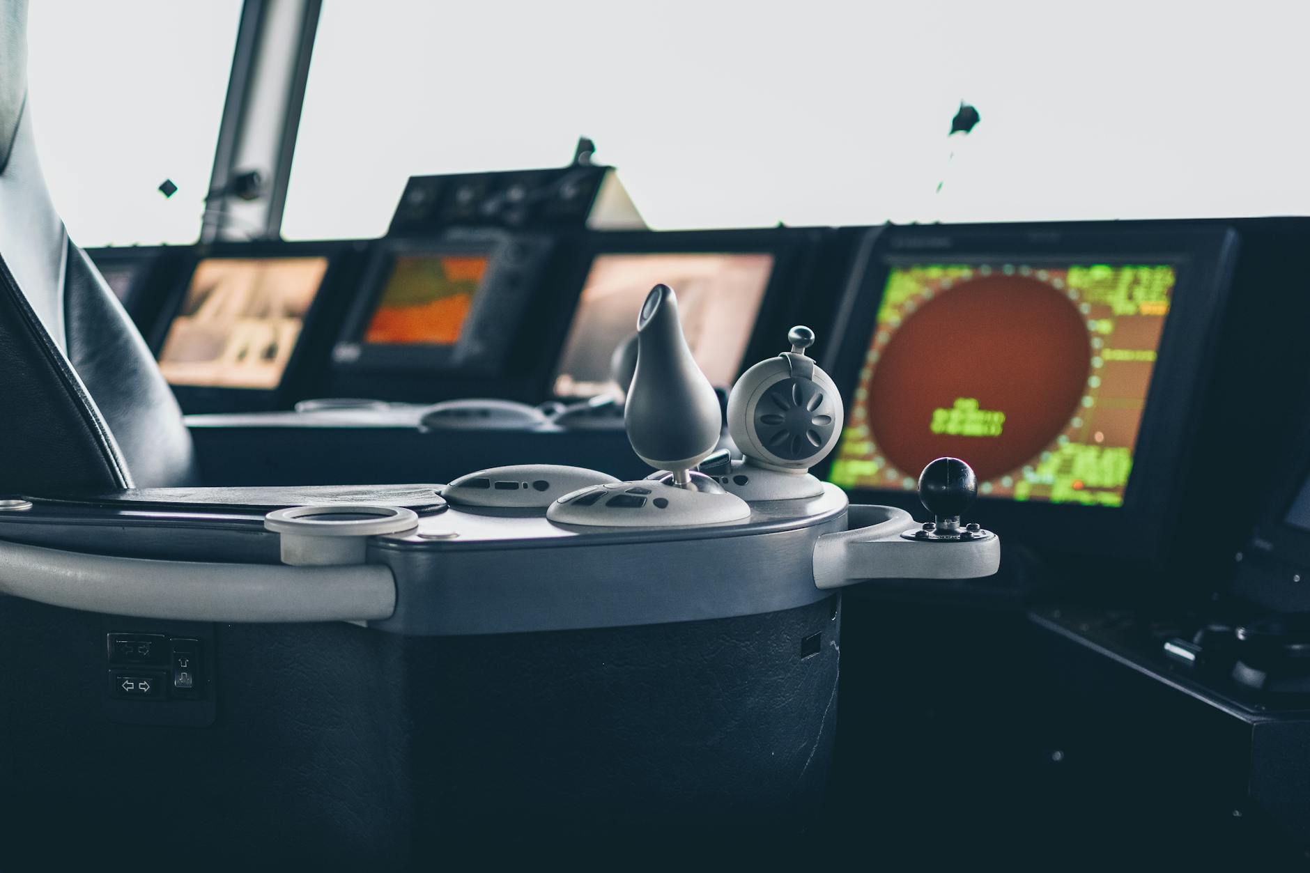 Advanced radar and defense technology systems in control room