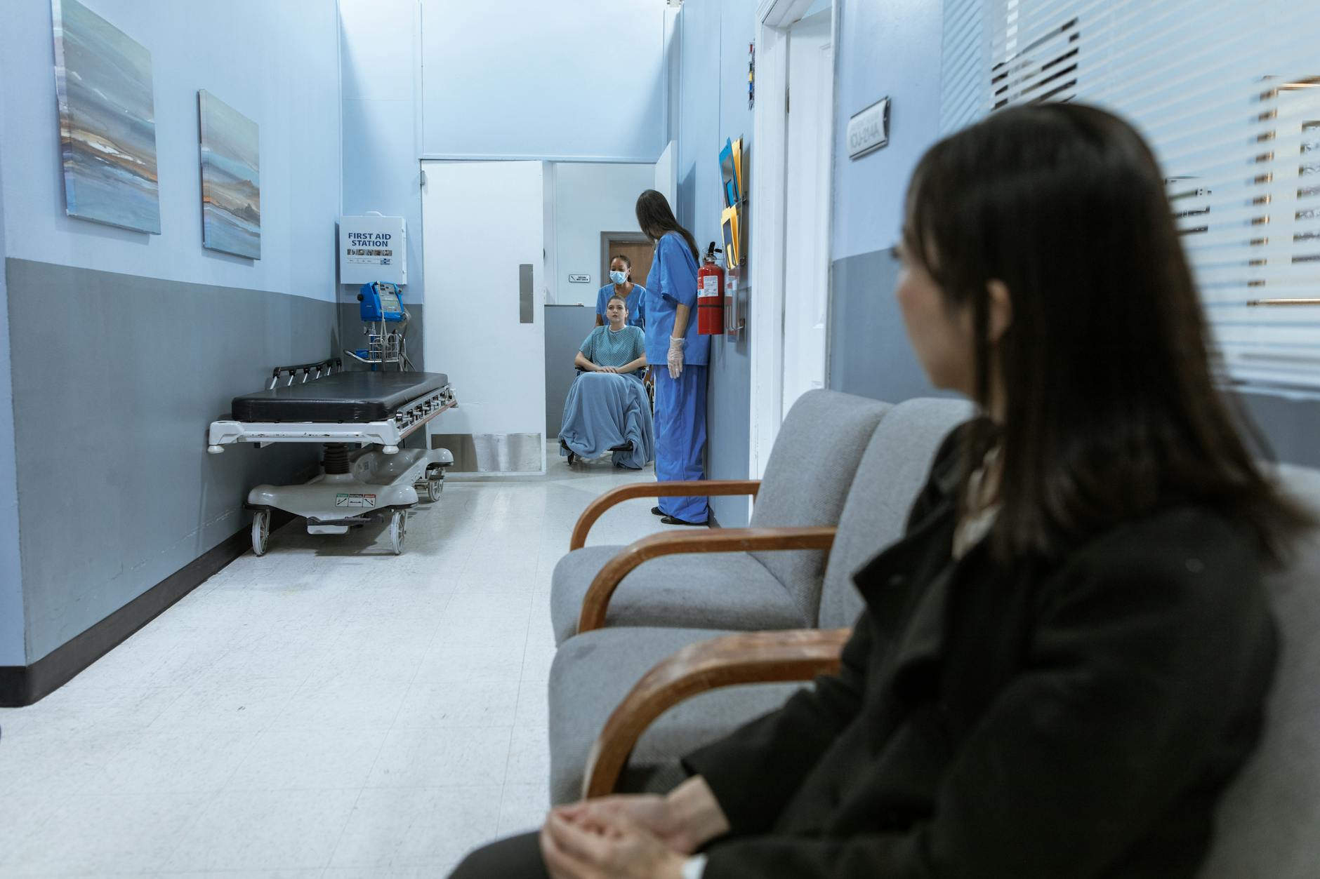 Empty hospital hallway showing return to in-person healthcare facilities