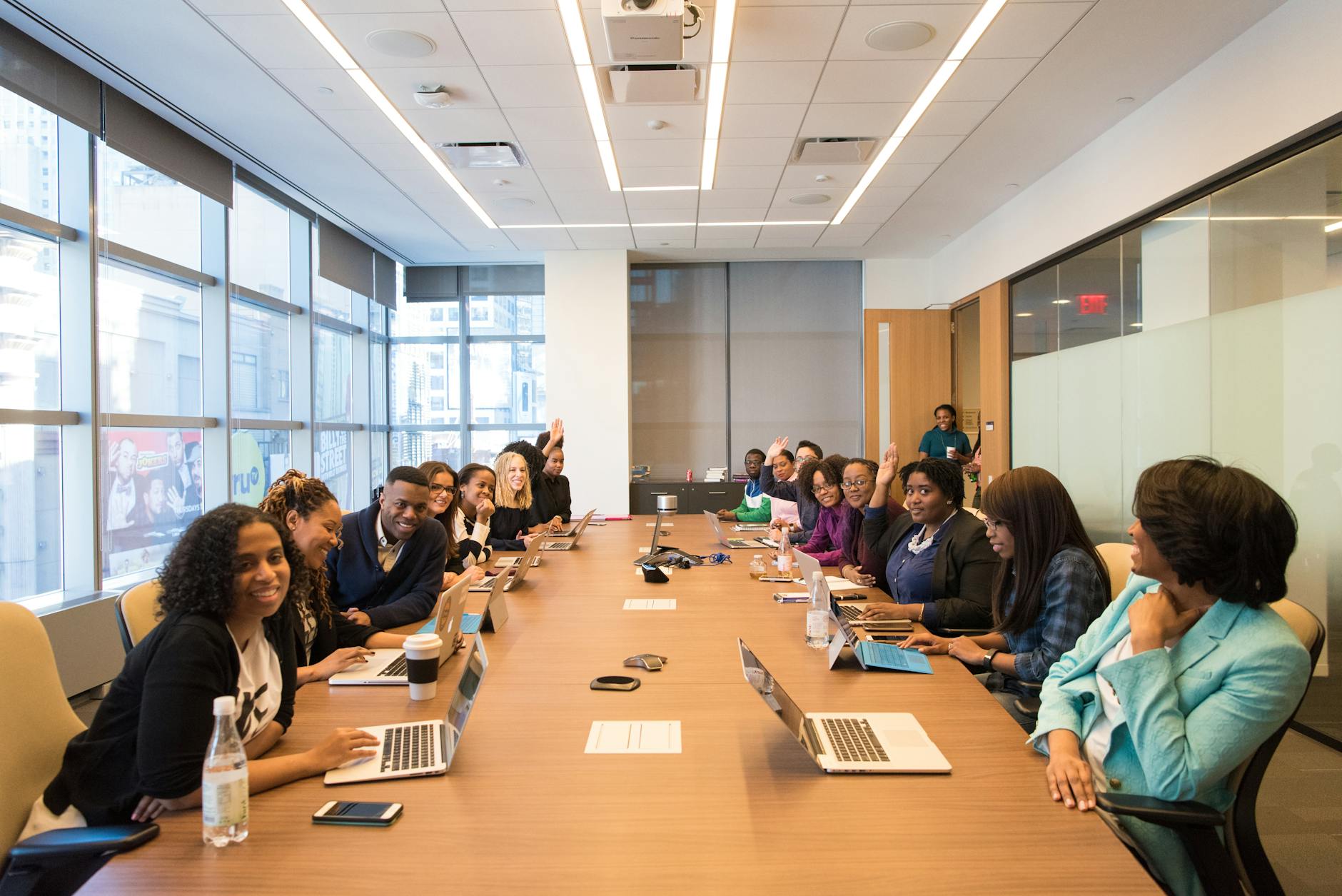 Professional business meeting in modern office environment