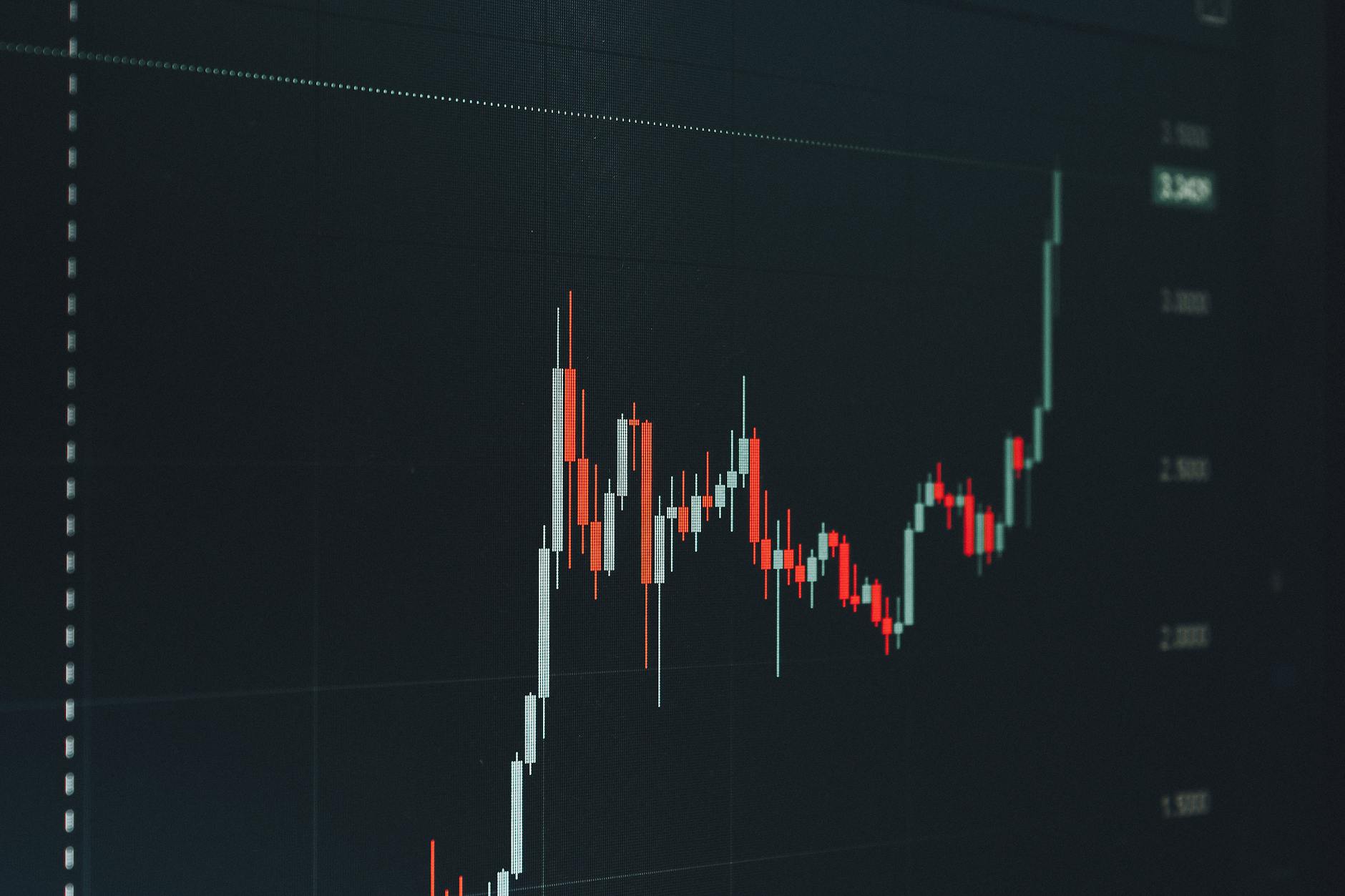 Financial growth chart showing upward trending investment performance metrics