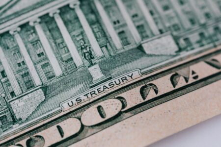 Close-up of government bond certificates representing Treasury floating-rate notes